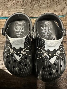 Kids Black & White Slip-On Clog with Cat Accent
